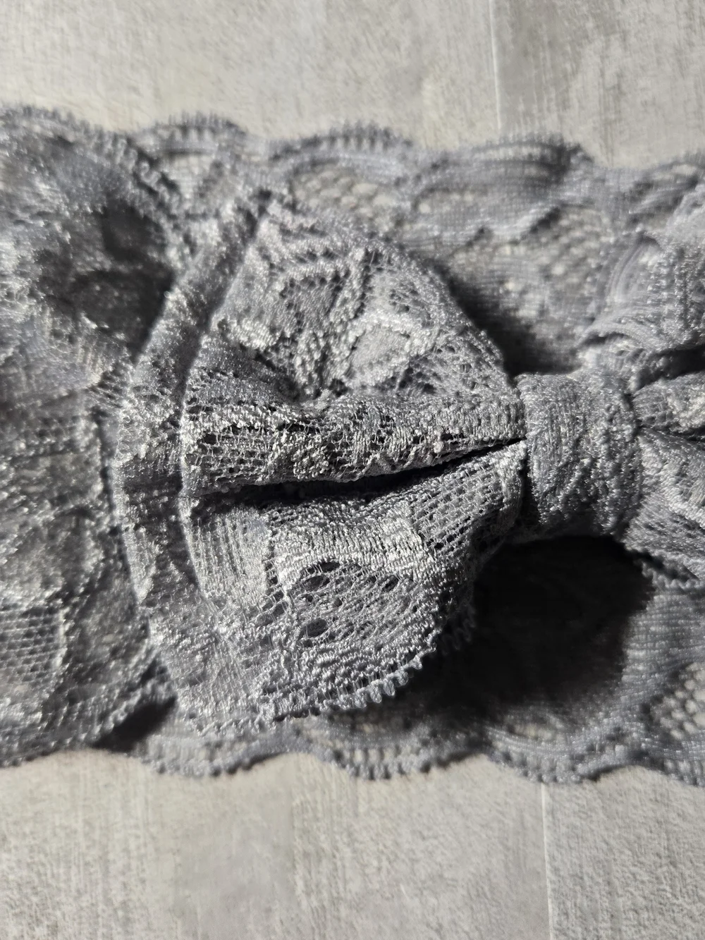 Baby Girl Grey & Navy Blue Lace Stretch Bow Headband Floral Hair Band Accessory